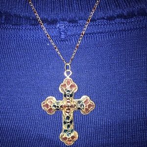 Beautiful Stain Glass Cross and Chain